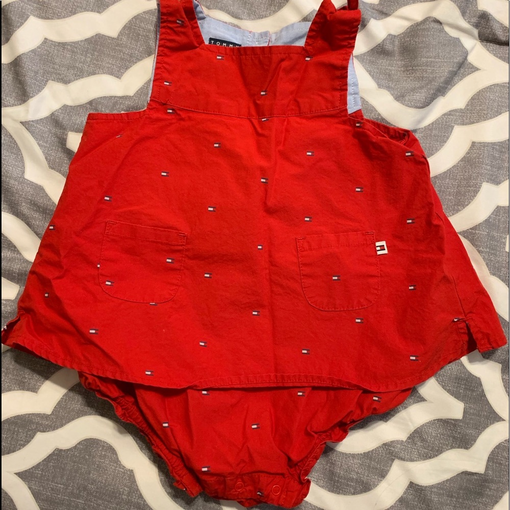 Tommy Hilfiger baby girls red romper dress